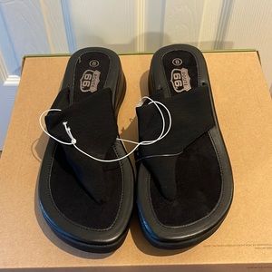 Black casual dress thong flip flops